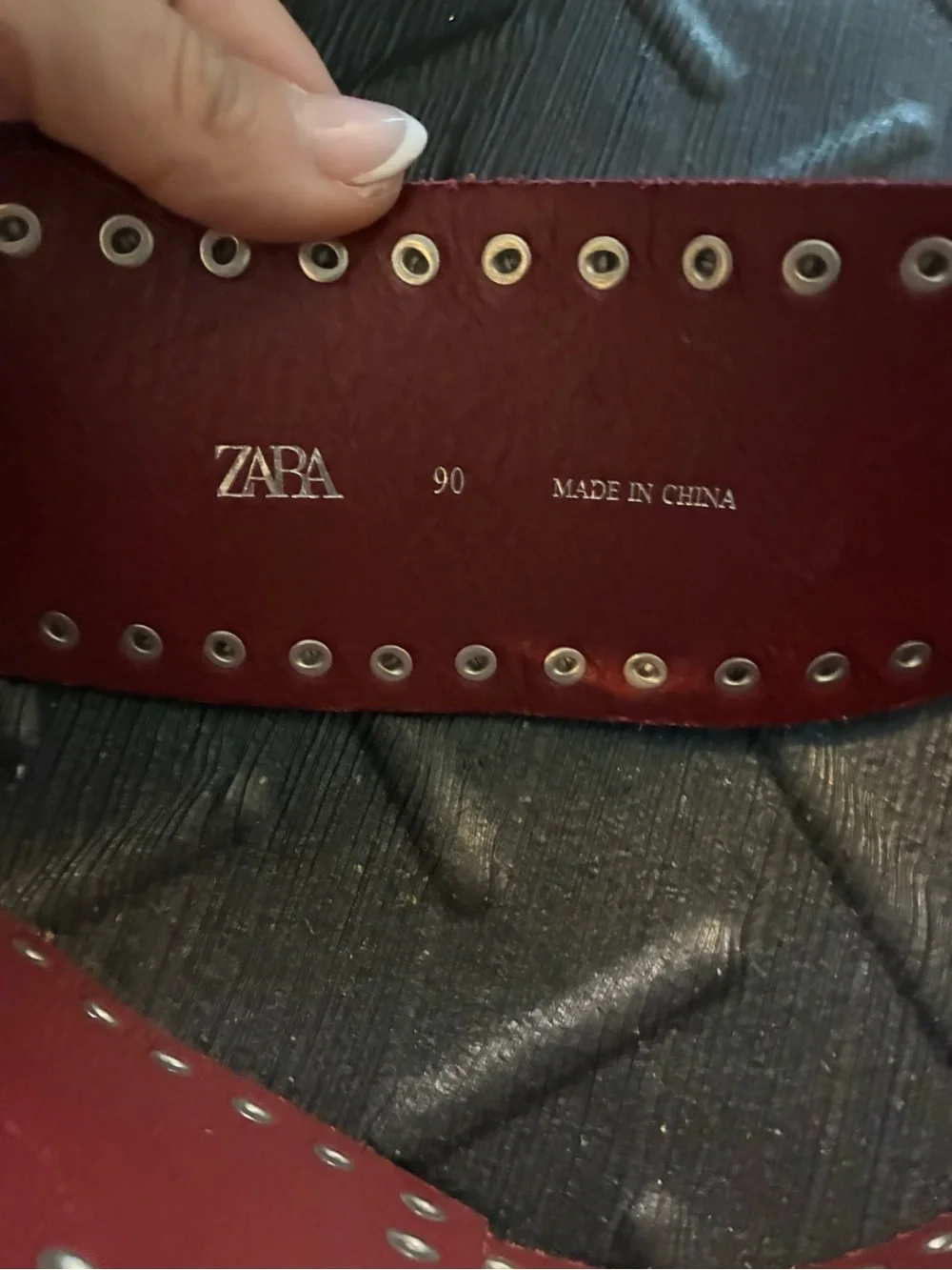 Zara NWT 100% leather red studded belt 1736/044